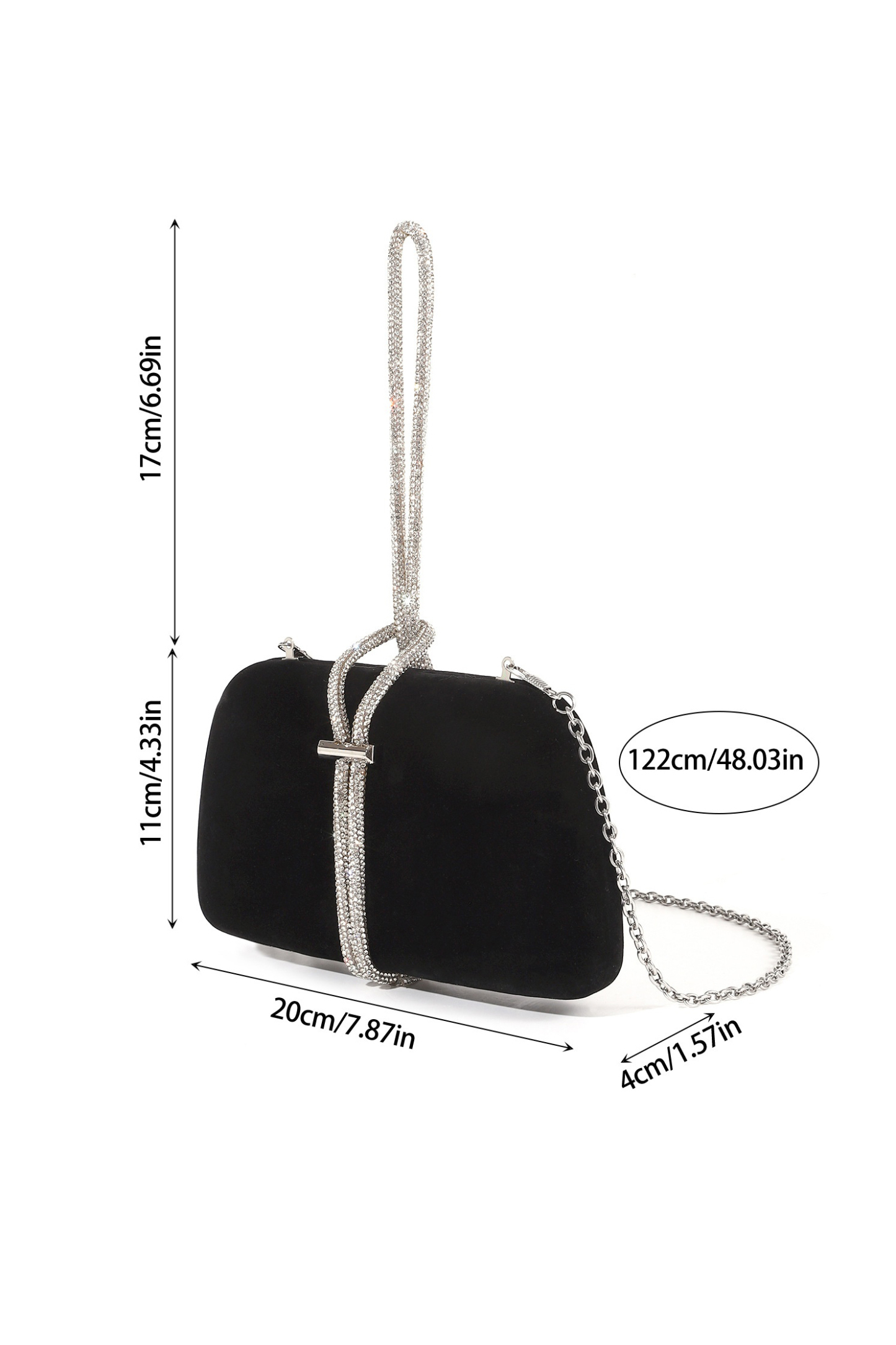 Vintage Velvet Handbag Rhinestone Evening Chain Bag