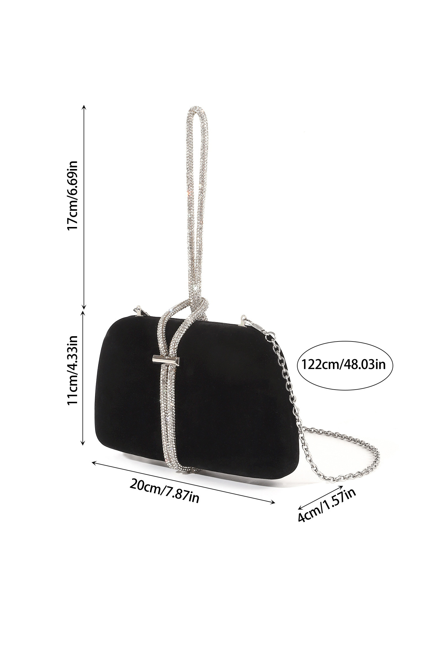 Vintage Velvet Handbag Rhinestone Evening Chain Bag