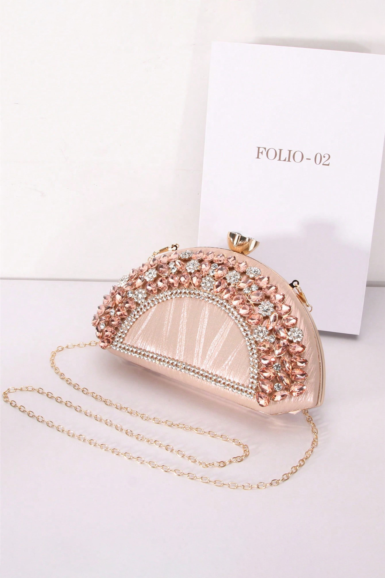 Fan-Shaped Rhinestone Crossbody Bag Alloy PU Shoulder Bag Clip Buckle Party Bag