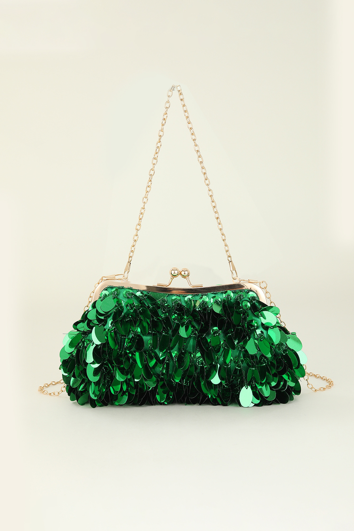 Fan-Shaped Rhinestone Crossbody Bag Alloy PU Shoulder Bag Clip Buckle