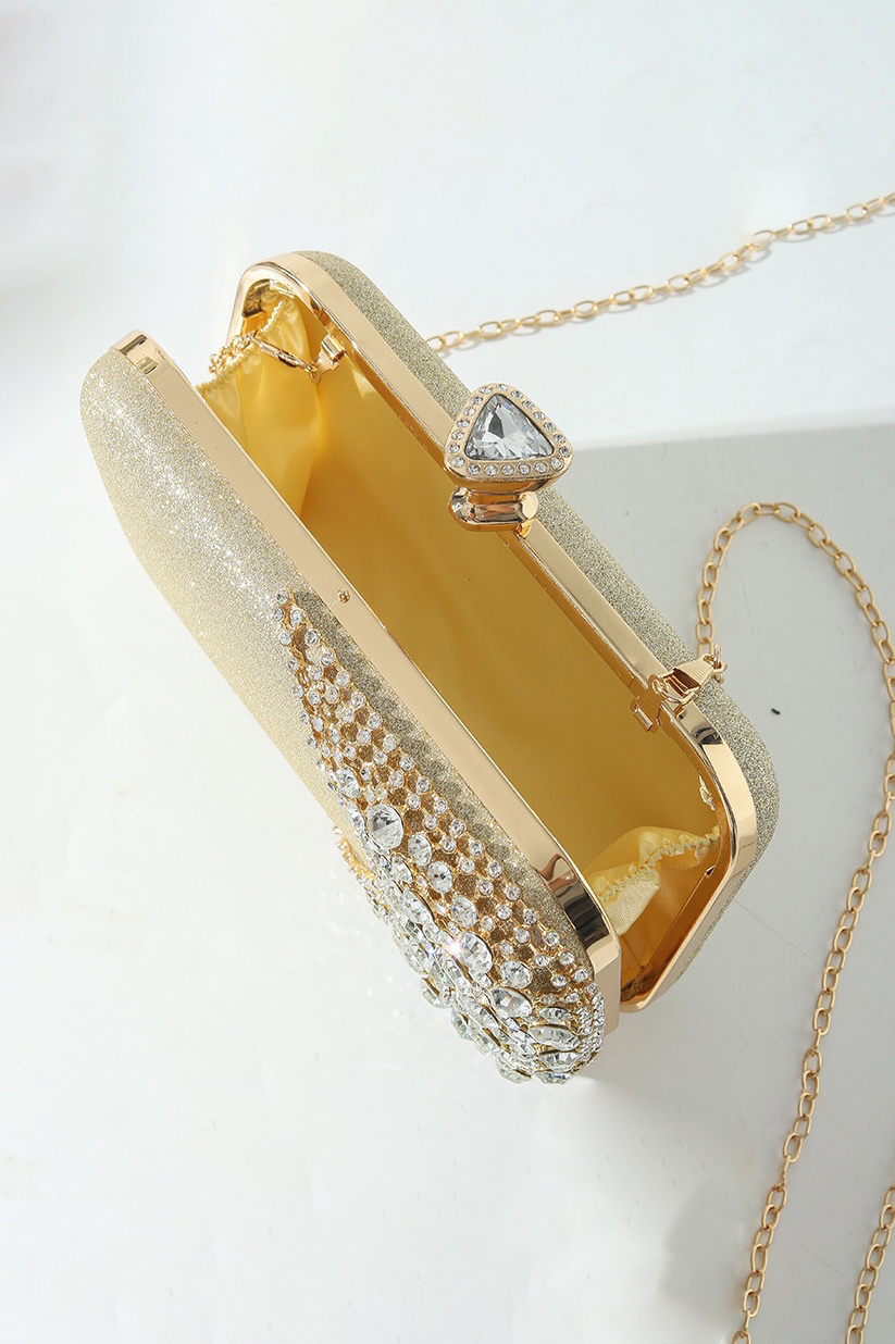 Diamond-Studded Dinner Clutch Bag Shiny Chain Crossbody Handbag
