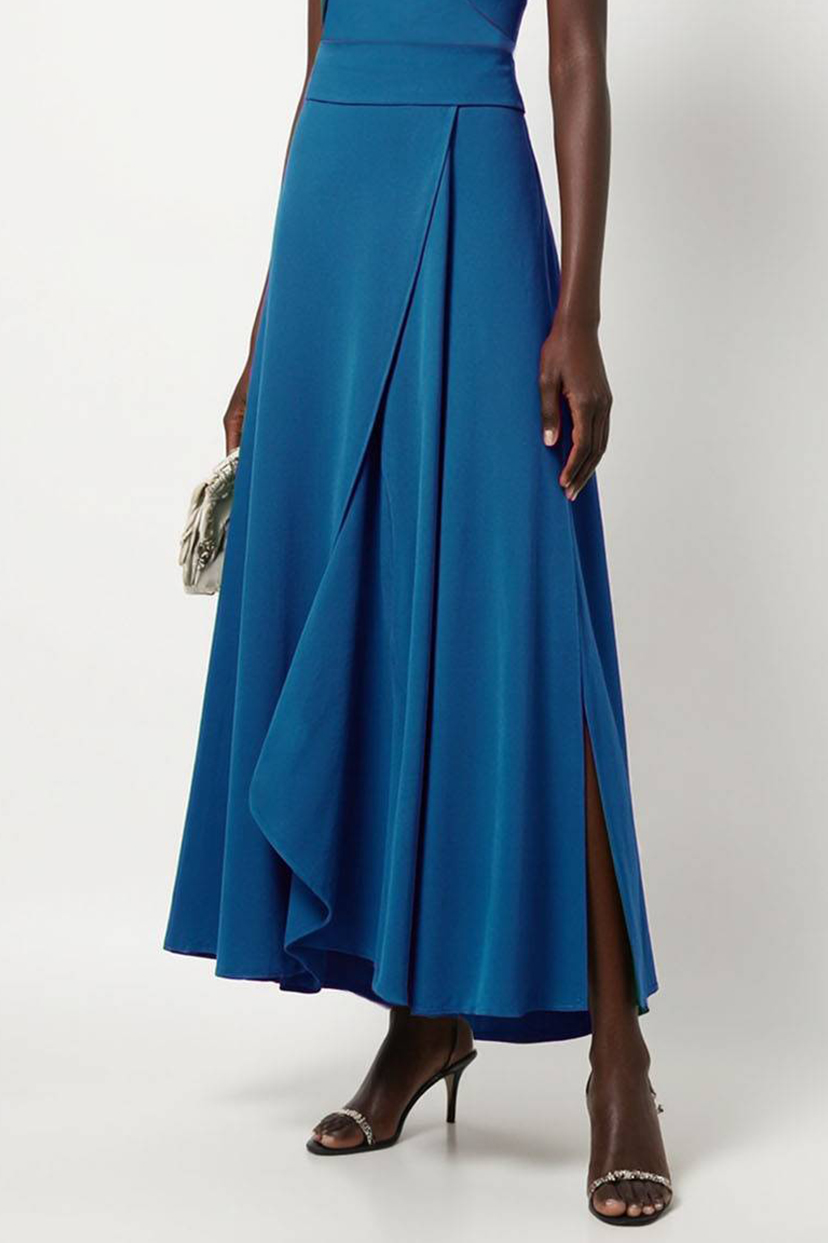 Wedding Guest Evening Cross Halter Neck Slit Long Dress