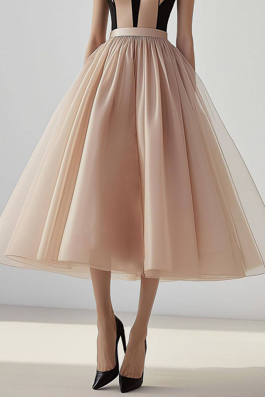 Prom Party Mesh Dress Color Block Sleeveless Ball Gown Midi Dress