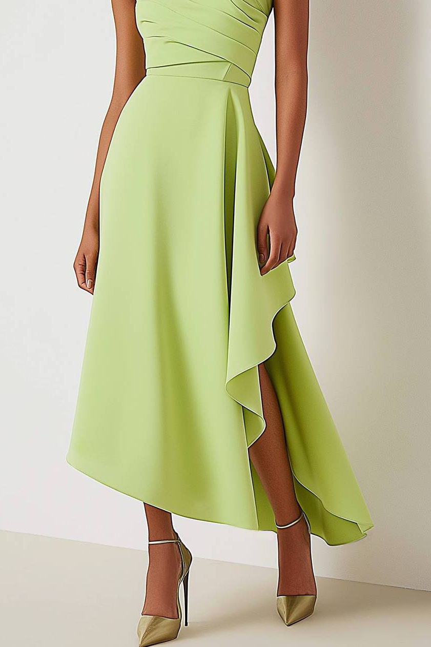 Cocktail Party Sleeveless Dress Green Knee-Length Dress
