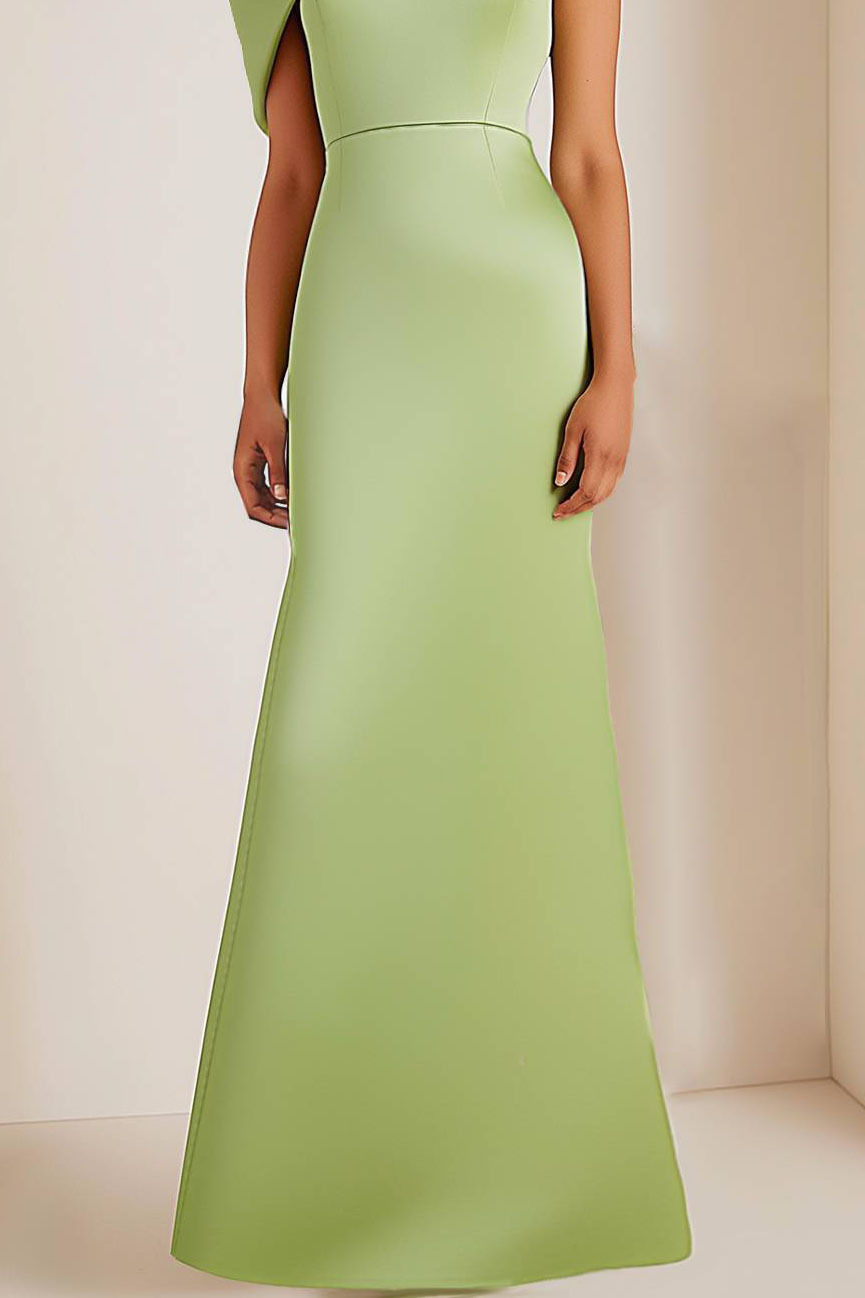 Formal One-shoulder Dress Green Party Floor Length Dress