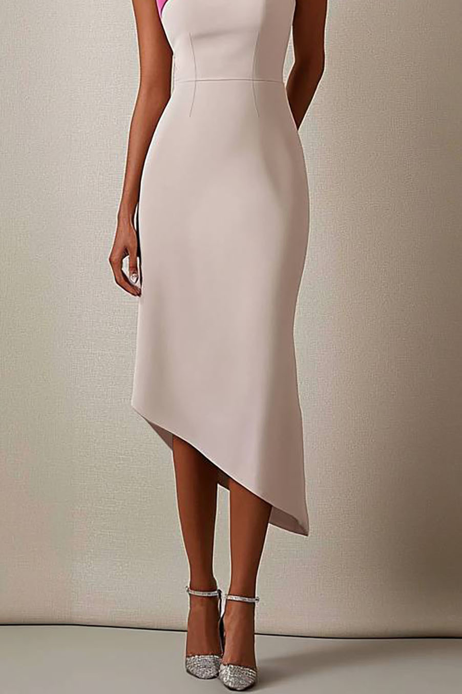 Formal Work Sleeveless Mermaid Dress Pink Party Midi Dress