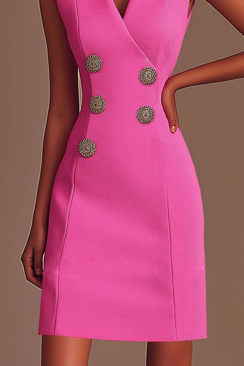 Party Semi-Formal Pink Dress Sleeveless Wrap Mini Dress
