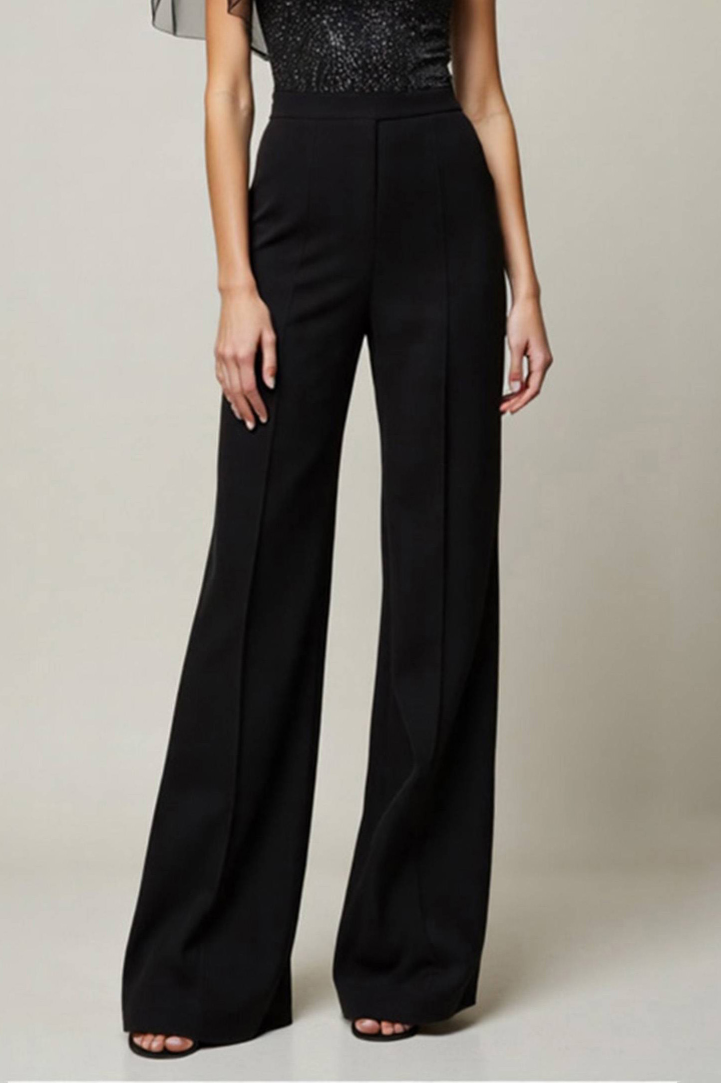 Cocktail Party Jumpsuit Black Mesh One-Shoulder Straight-Leg Pants