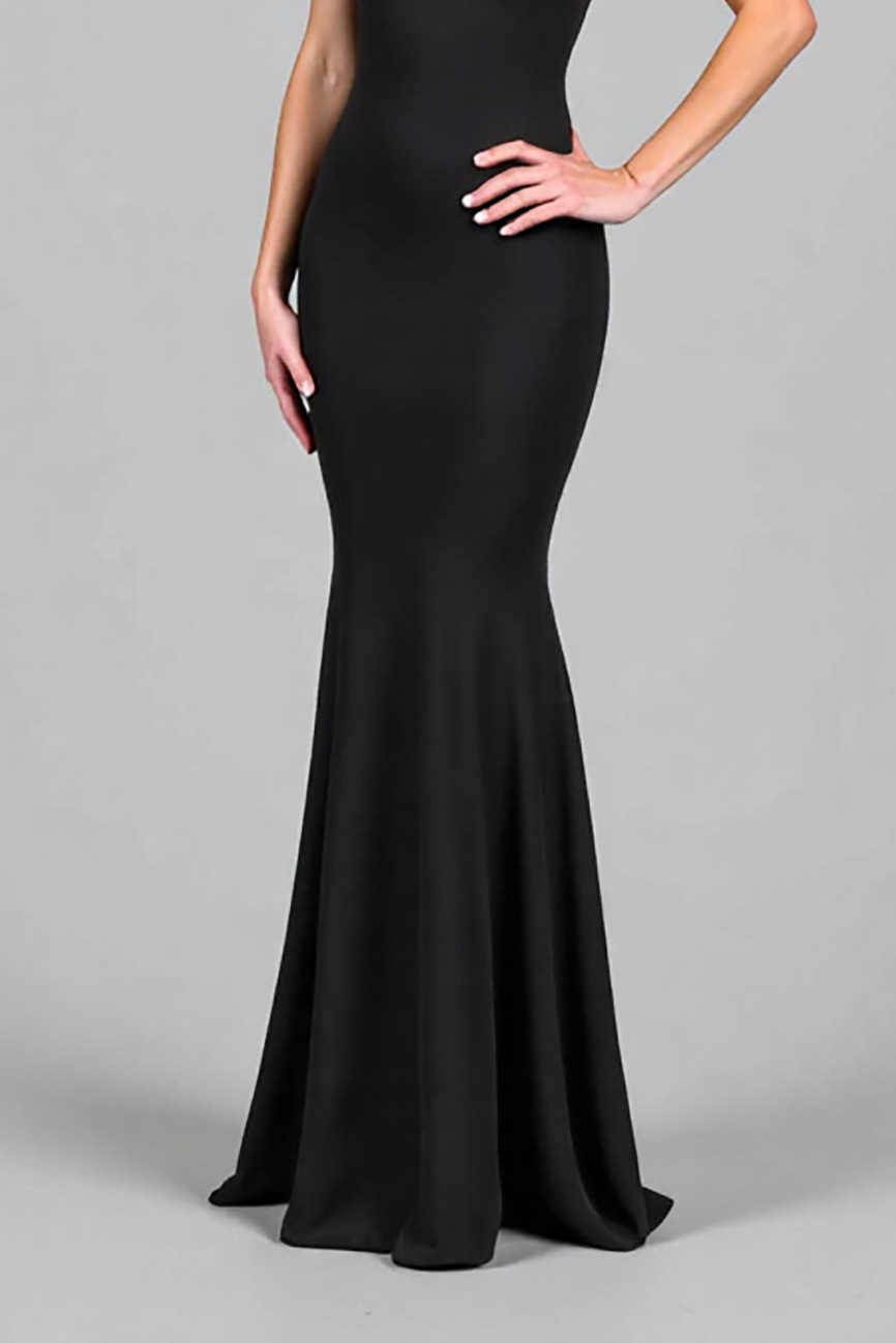 Formal Evening Dress Black Fitted Sleeveless Mermaid Floor-Length Dress