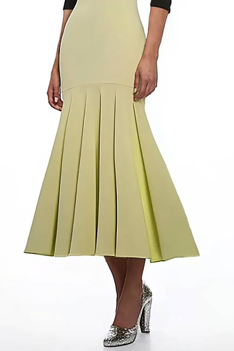 Semi-Formal Party Dress Colorblock V-Neck Fitted Mermaid Pleated Maxi Dress