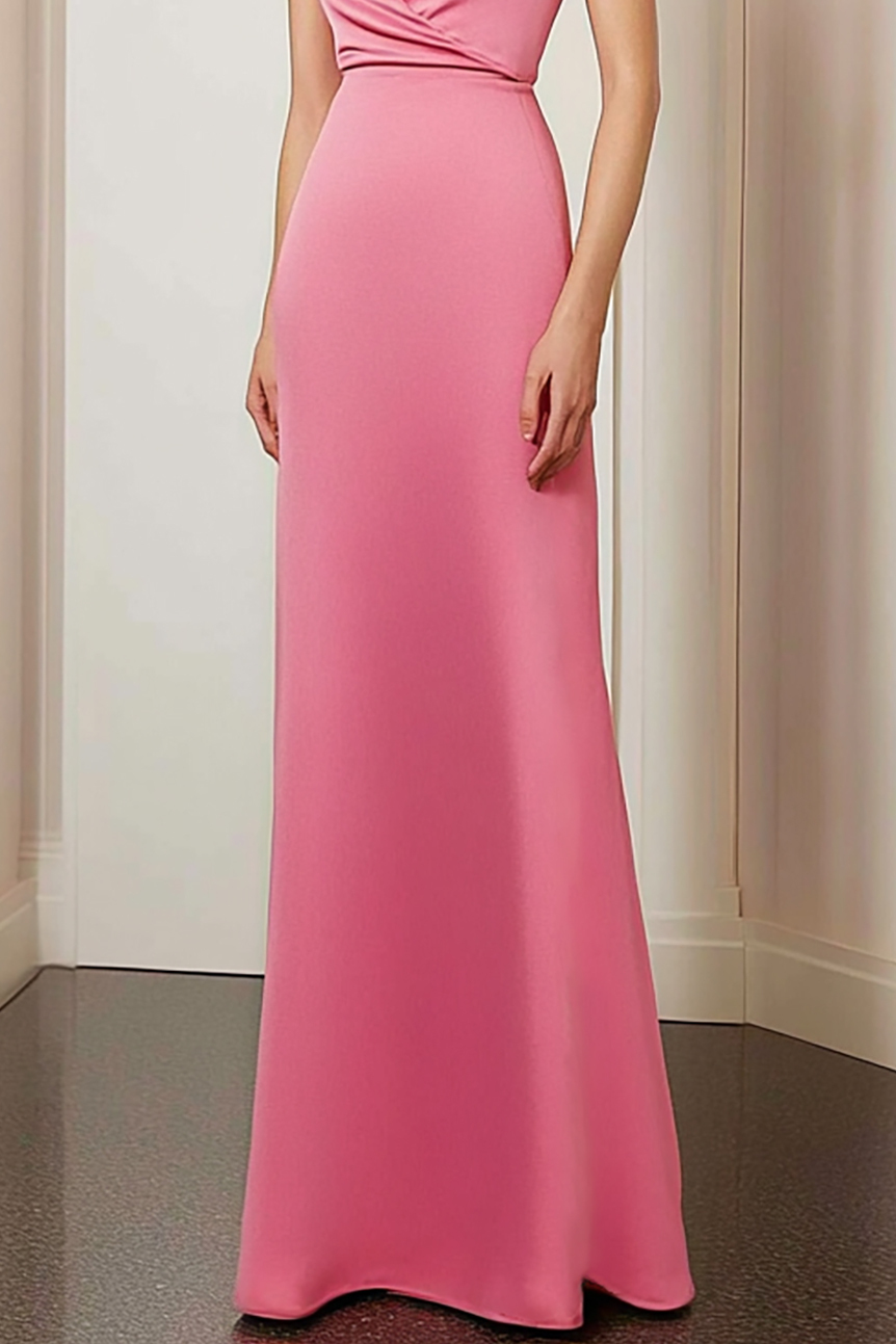 Formal Evening Dress Pink Off-Shoulder Puff Sleeve Floor-Length Dress