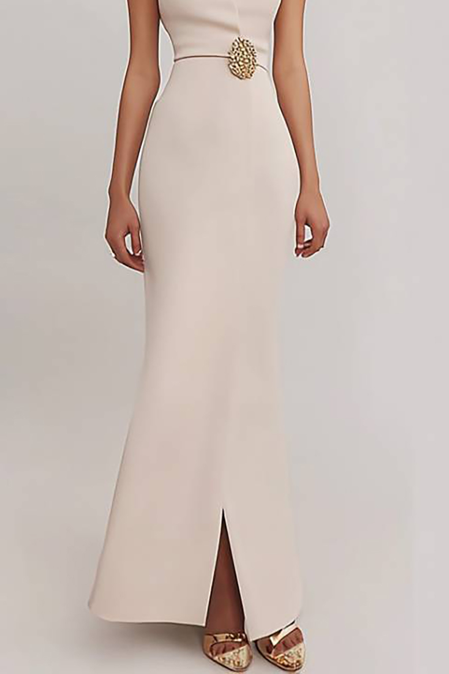 Party Semi-Formal Dress White V-Neck Maxi Dress