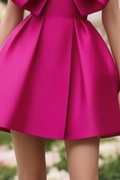 Homecoming​ Party Satin Dress​​ Fuchsia Strapless Bow Mini Dress