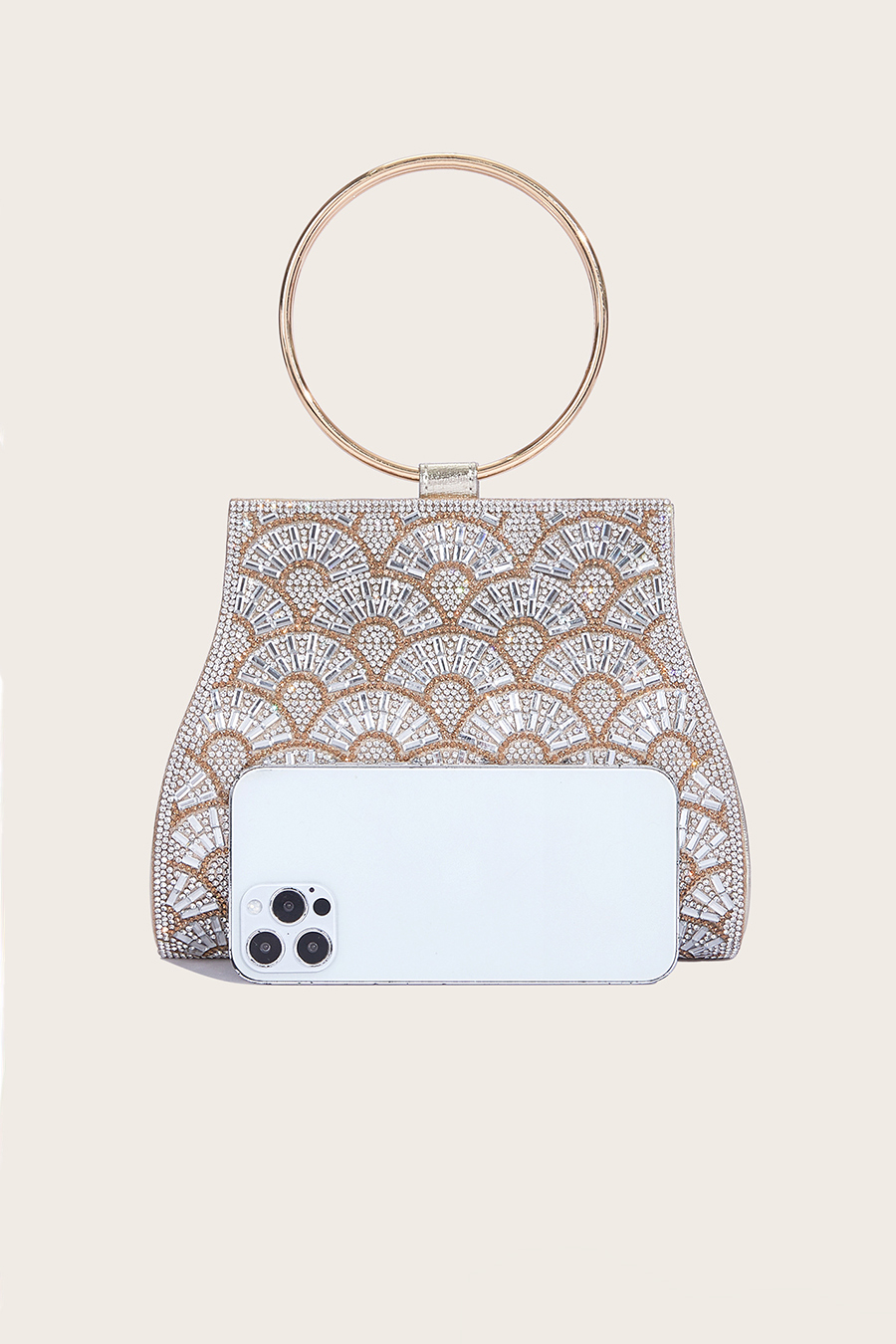 Silver Gold Beaded Clutch Bag