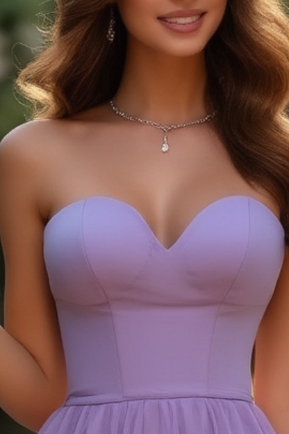 Homecoming​ Party Dress​​ Purple Strapless Mini Tiered Dress