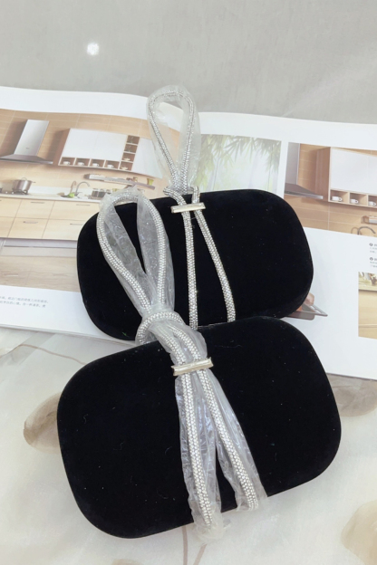 Vintage Velvet Handbag Rhinestone Evening Chain Bag