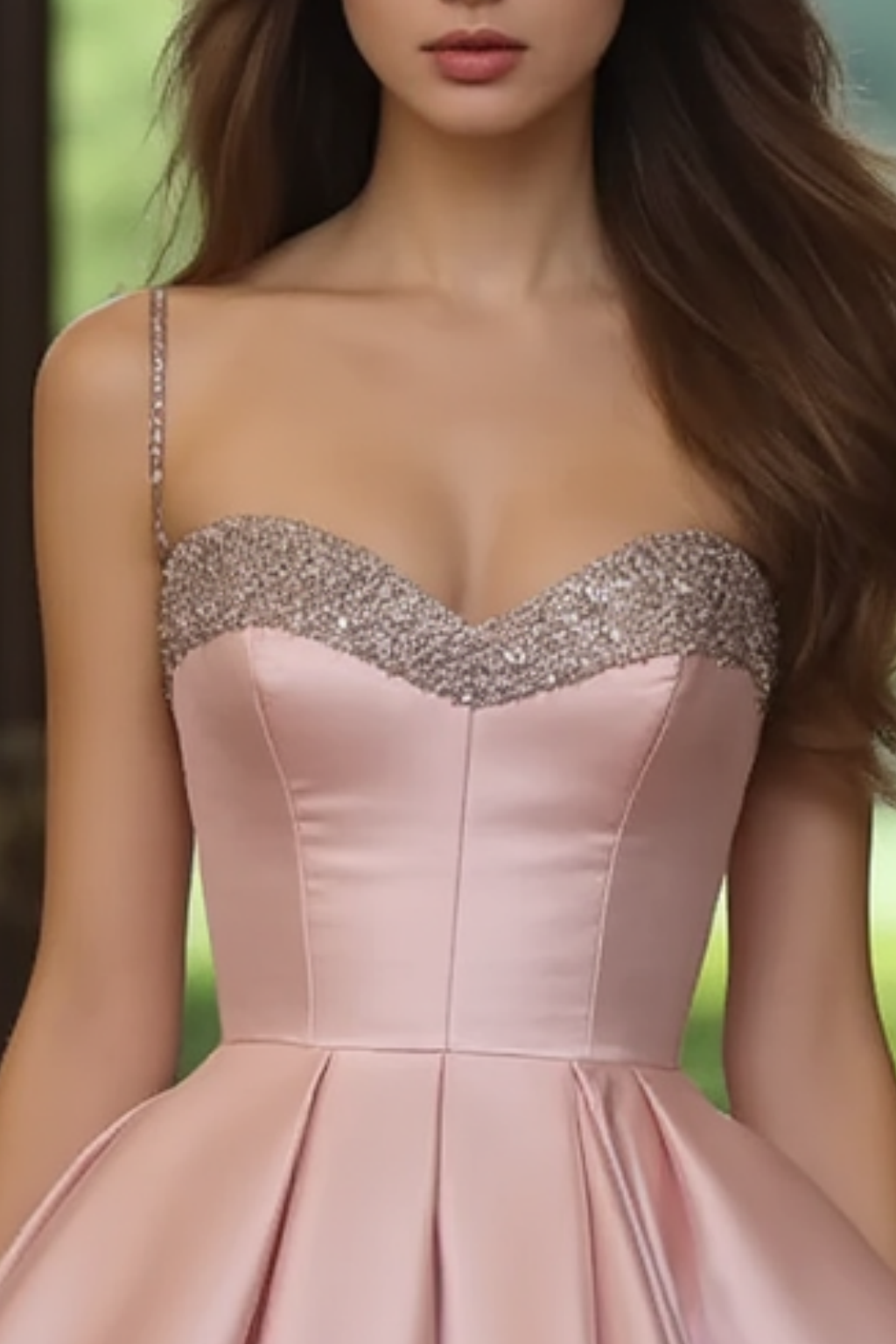 Homecoming​ Party Satin Dress​​ Pink Spaghetti Strap Mni Dress