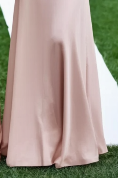 Formal ​Wedding Bridesmaid Dress Pink V Neck Maxi Dress