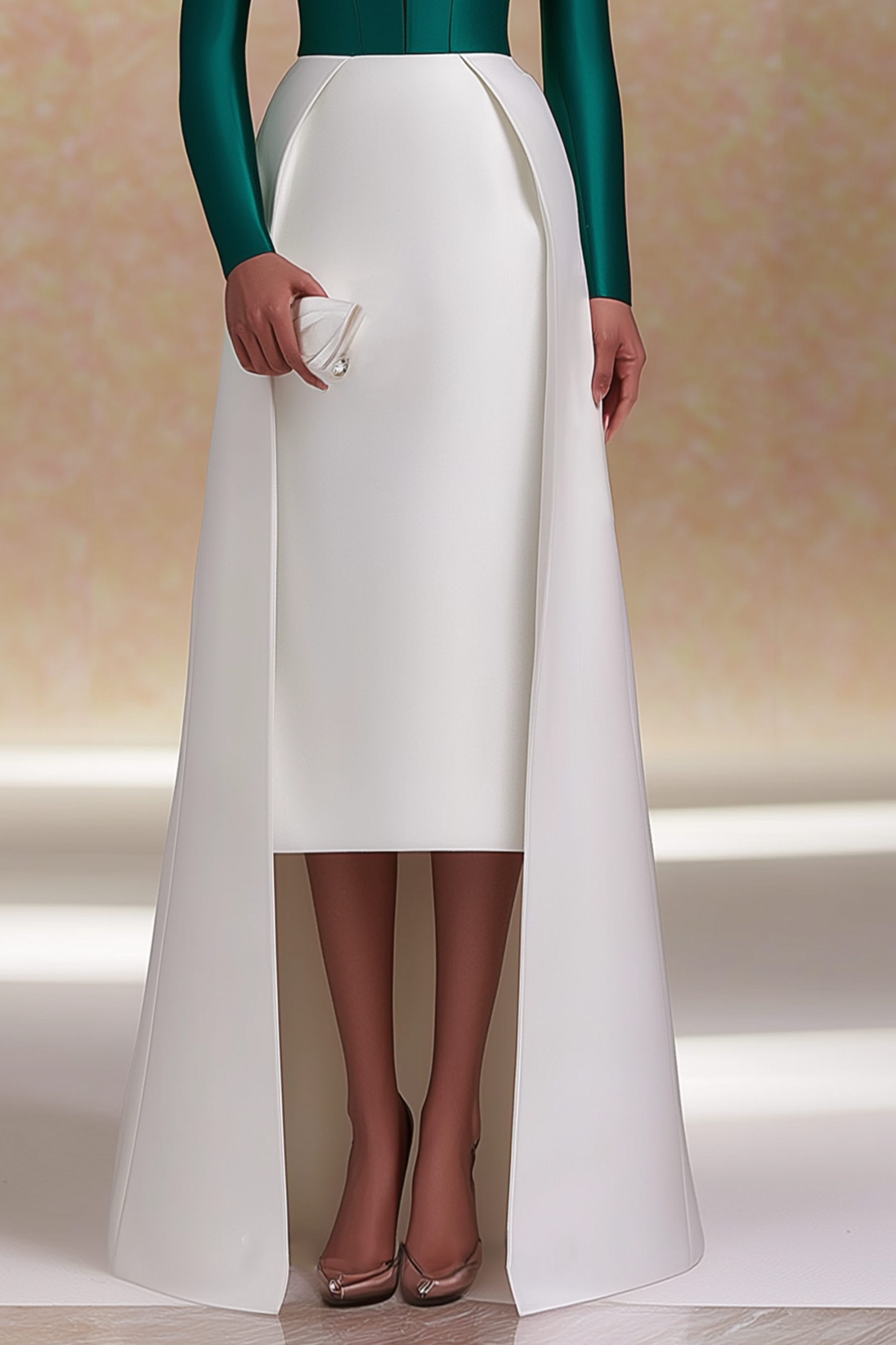 Formal ​Evening Dress Green Sweetheart Neck Midi Long Sleeve Dress