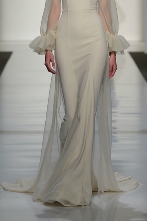Evening Formal Dress​​ Gray Sweetheart Neck Mesh Floor-Length Dress