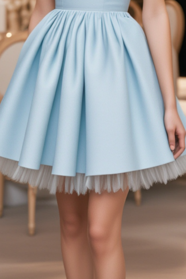 Homecoming Party Dress​​ Blue Spaghetti Strap Mini Dress