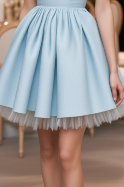 Homecoming Party Dress​​ Blue Spaghetti Strap Mini Dress