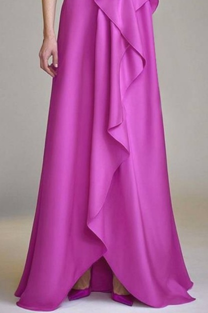 Formal ​Evening Dress Purple Strapless Ruffle Maxi Dress
