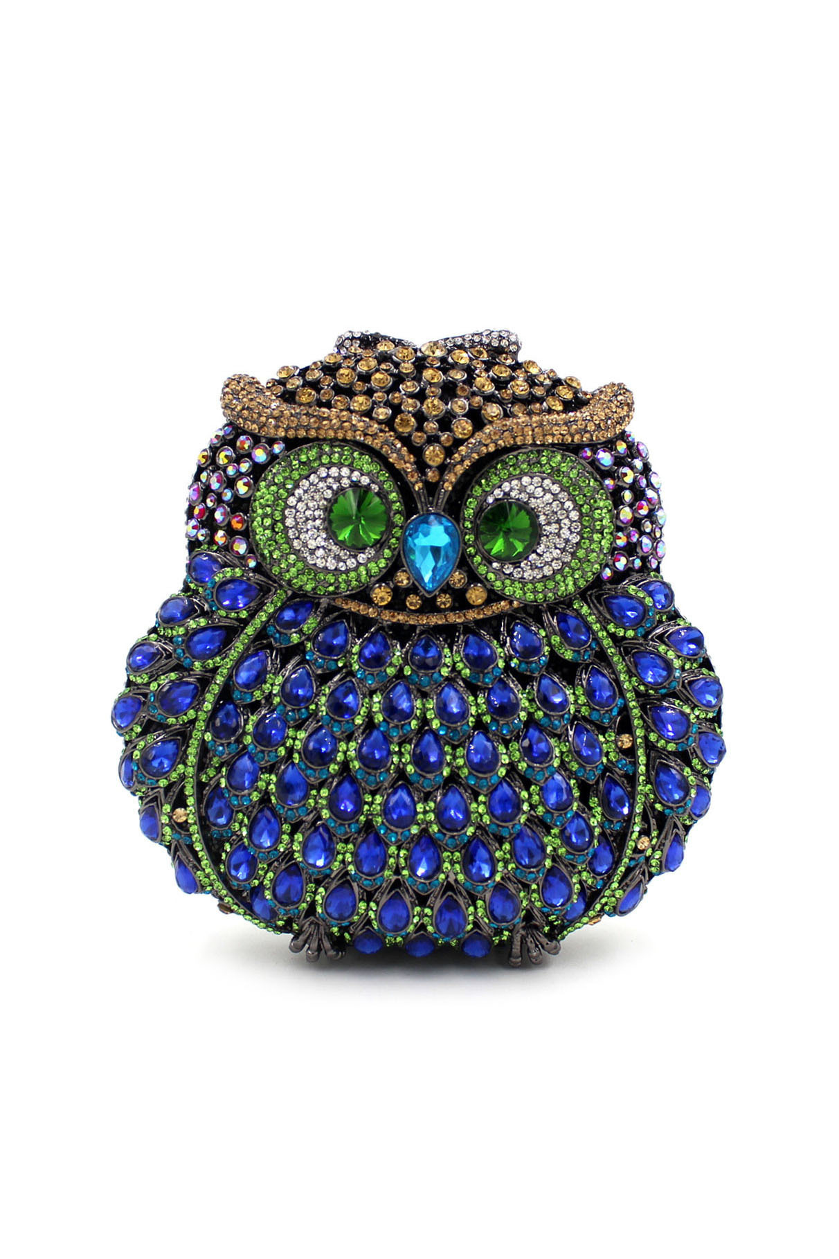 Owl Rhinestone Clutch Handmade Custom Hollow Metal Bag