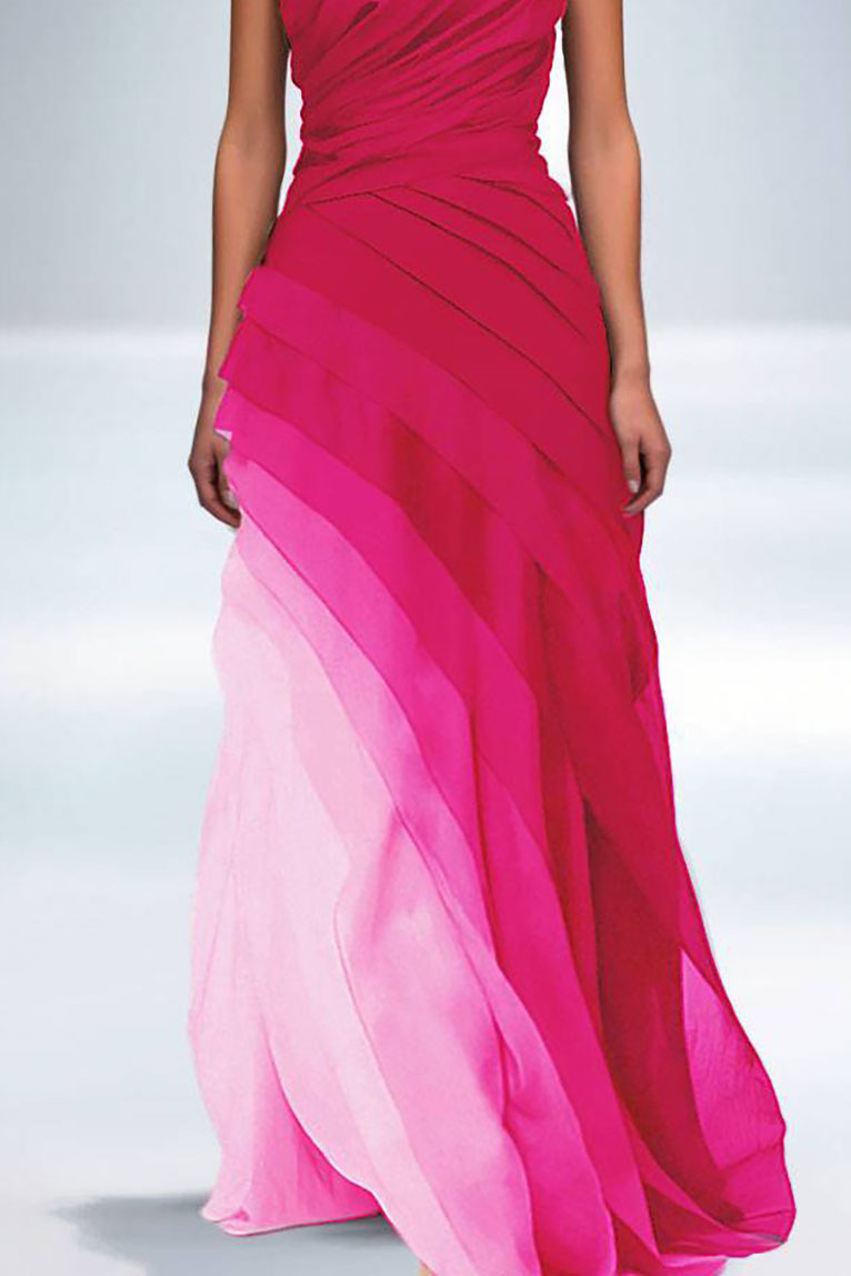 Evening Formal Gradient Dress Fuchsia Sleeveless Floor-Length Gown