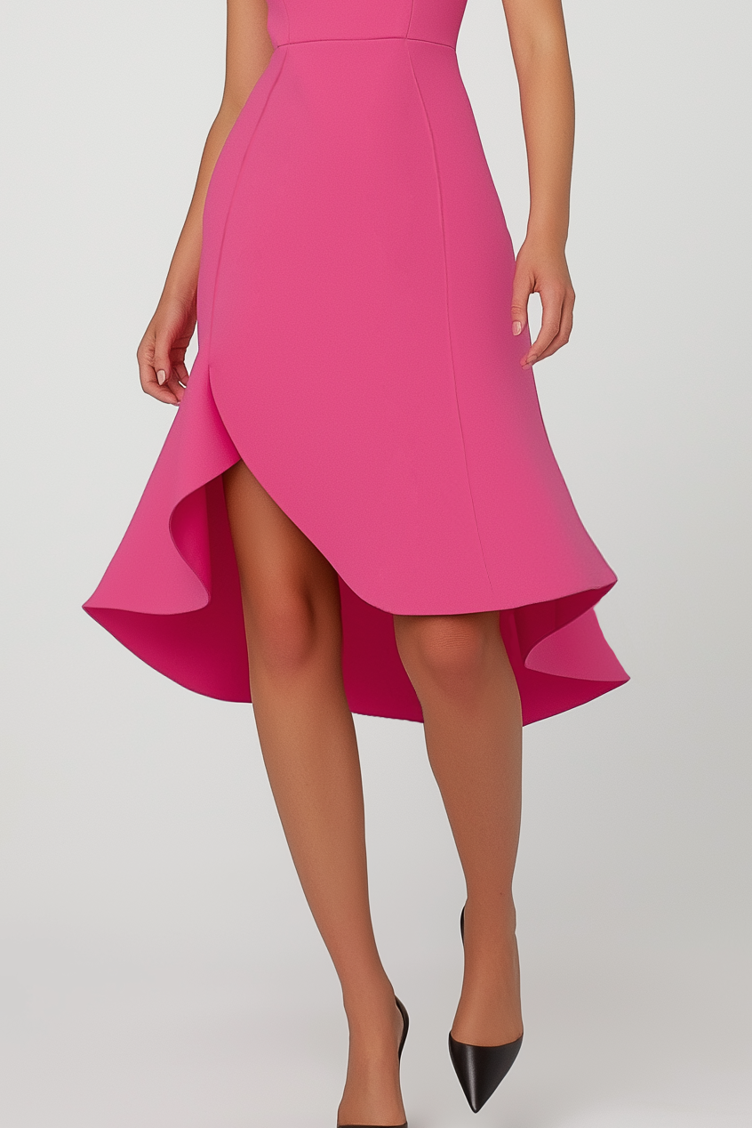 Semi-Formal Party Dress Pink Round Neck Sleeveless Midi Dress
