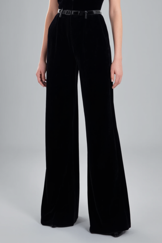 Chic Party Jumpsuit Black Deep V-Neck Strapless Straight-Leg Pants