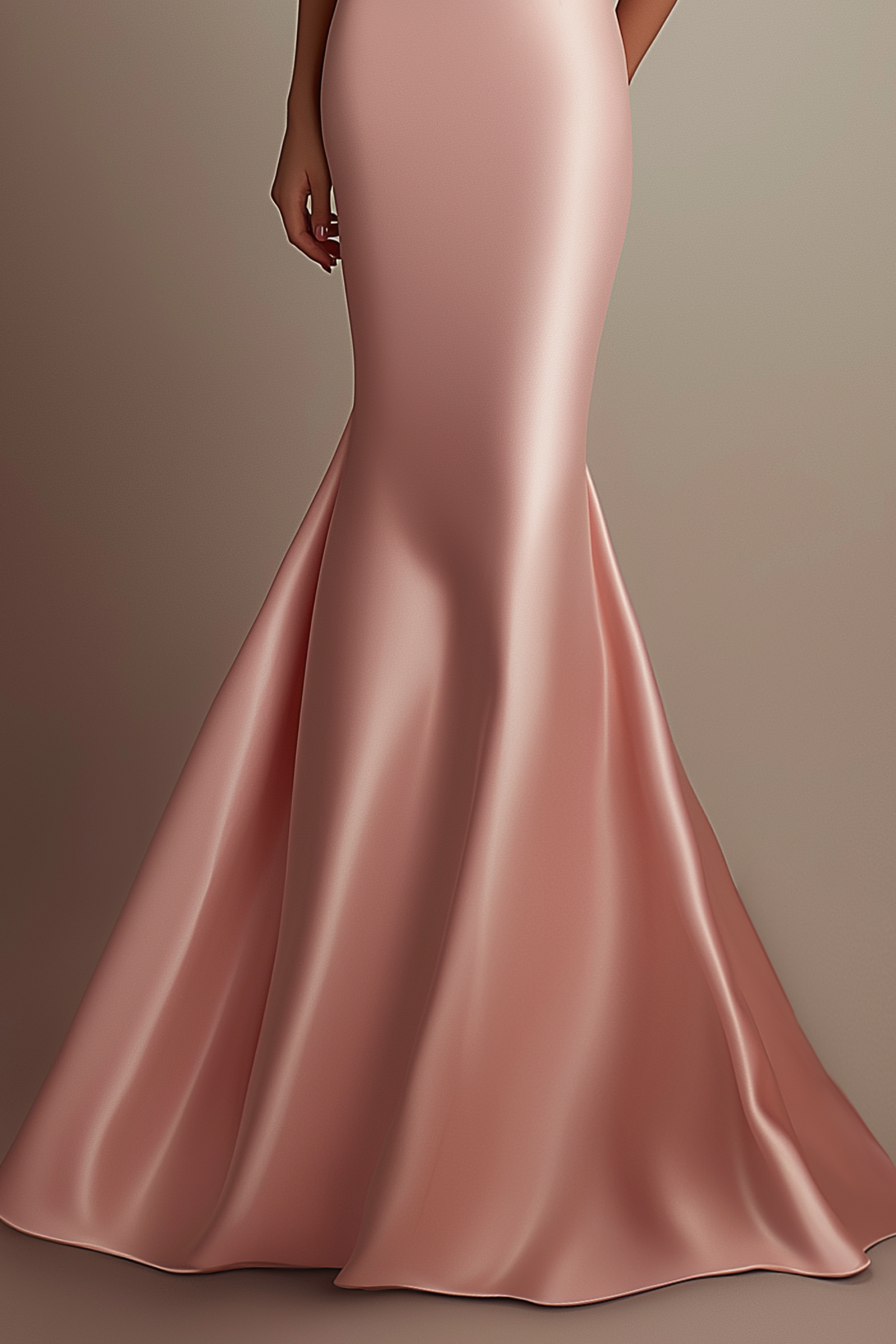 Evening Formal Satin Dress Light Pink One Shoulder Mermaid Floor-Length Gown
