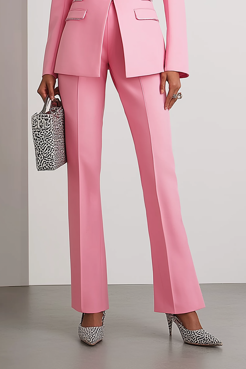 Work Formal Suit Set Pink Long Sleeve Pants Set