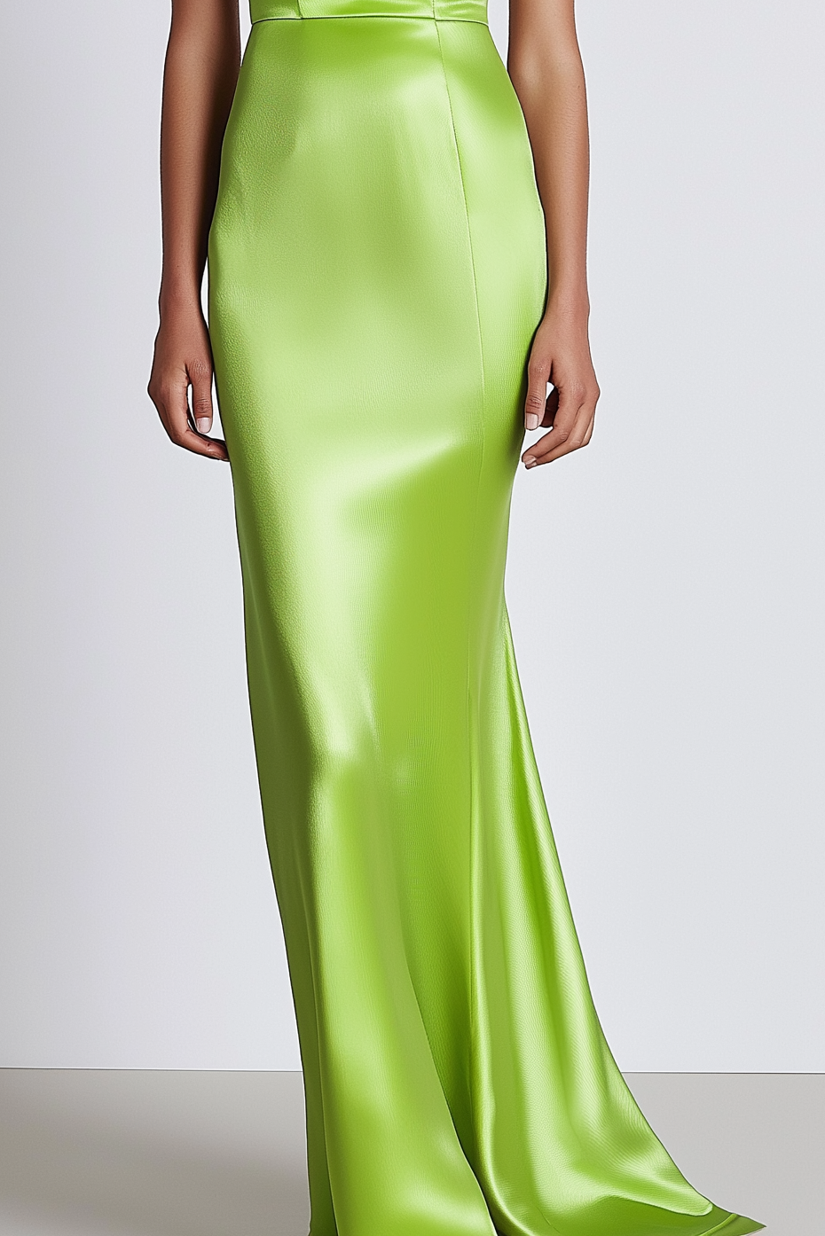 Evening Formal Dress Green Satin One Shoulder Floor-Length Dress