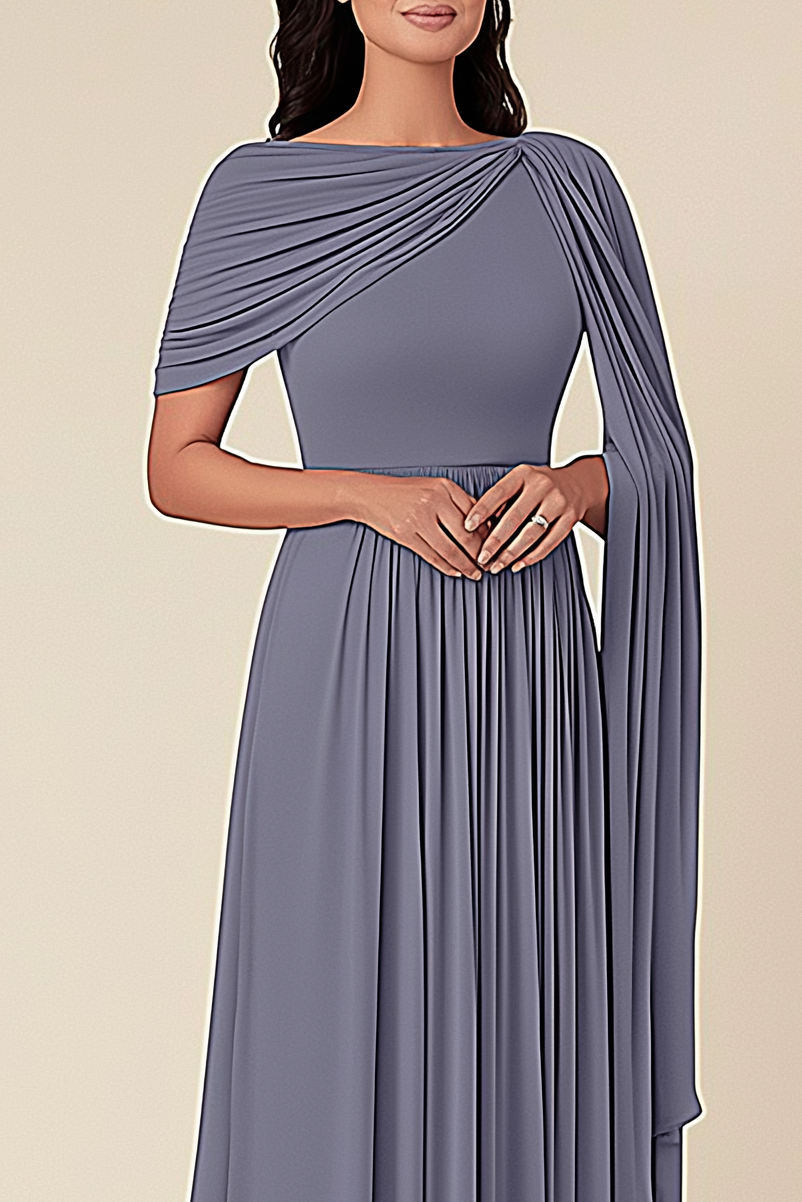 Formal Wedding Guest Dress Grey Blue Asymmetrical Mother of the Bride Gown