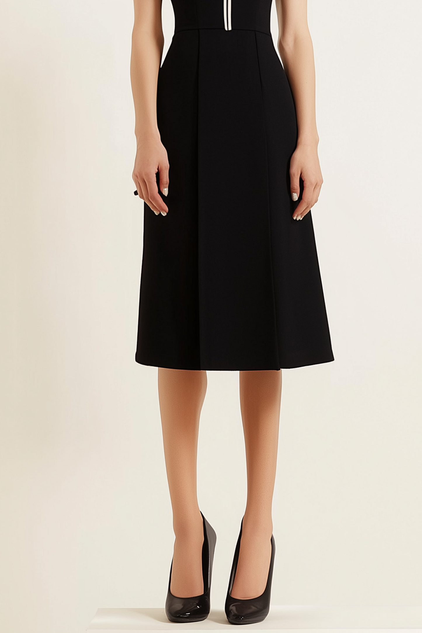 Business Semi-Formal Dress Black V-Neck Knee-Length Dress