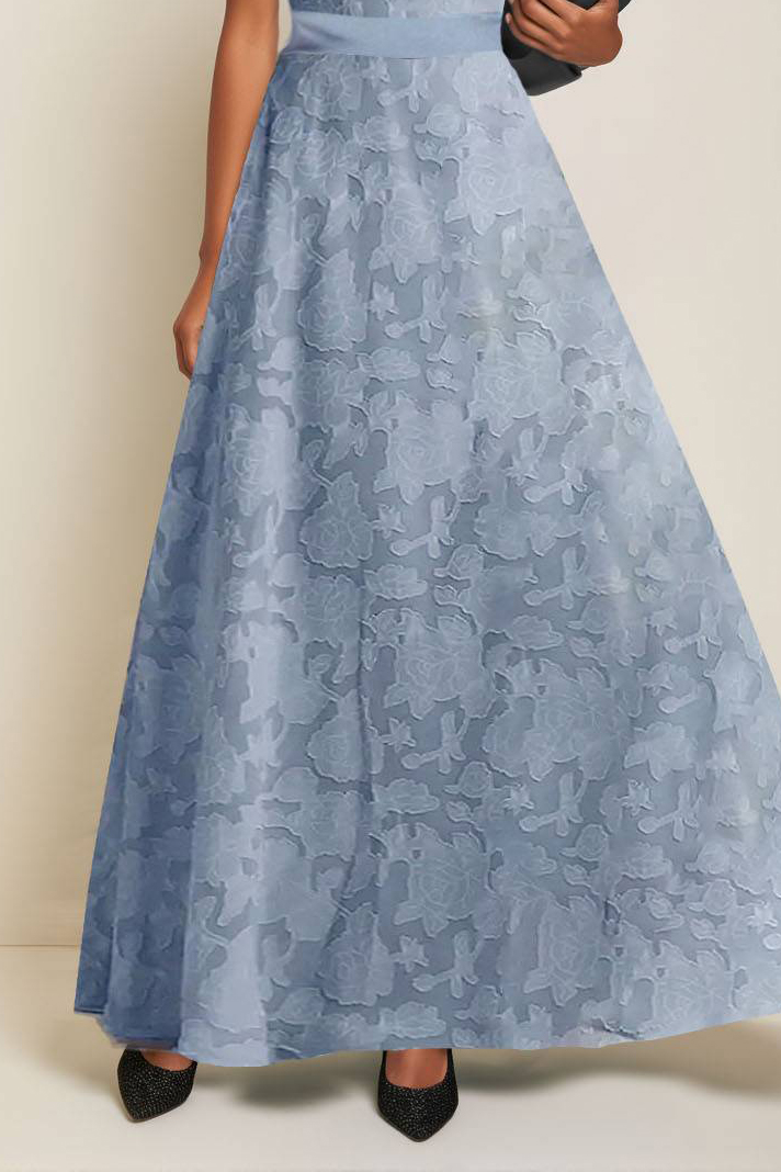 Formal Evening Dress Blue Sleeveless A-Line Maxi Gown