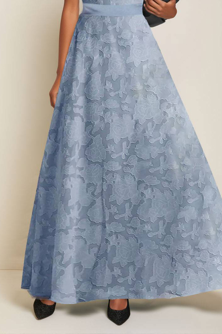 Formal Evening Dress Blue Sleeveless A-Line Maxi Gown