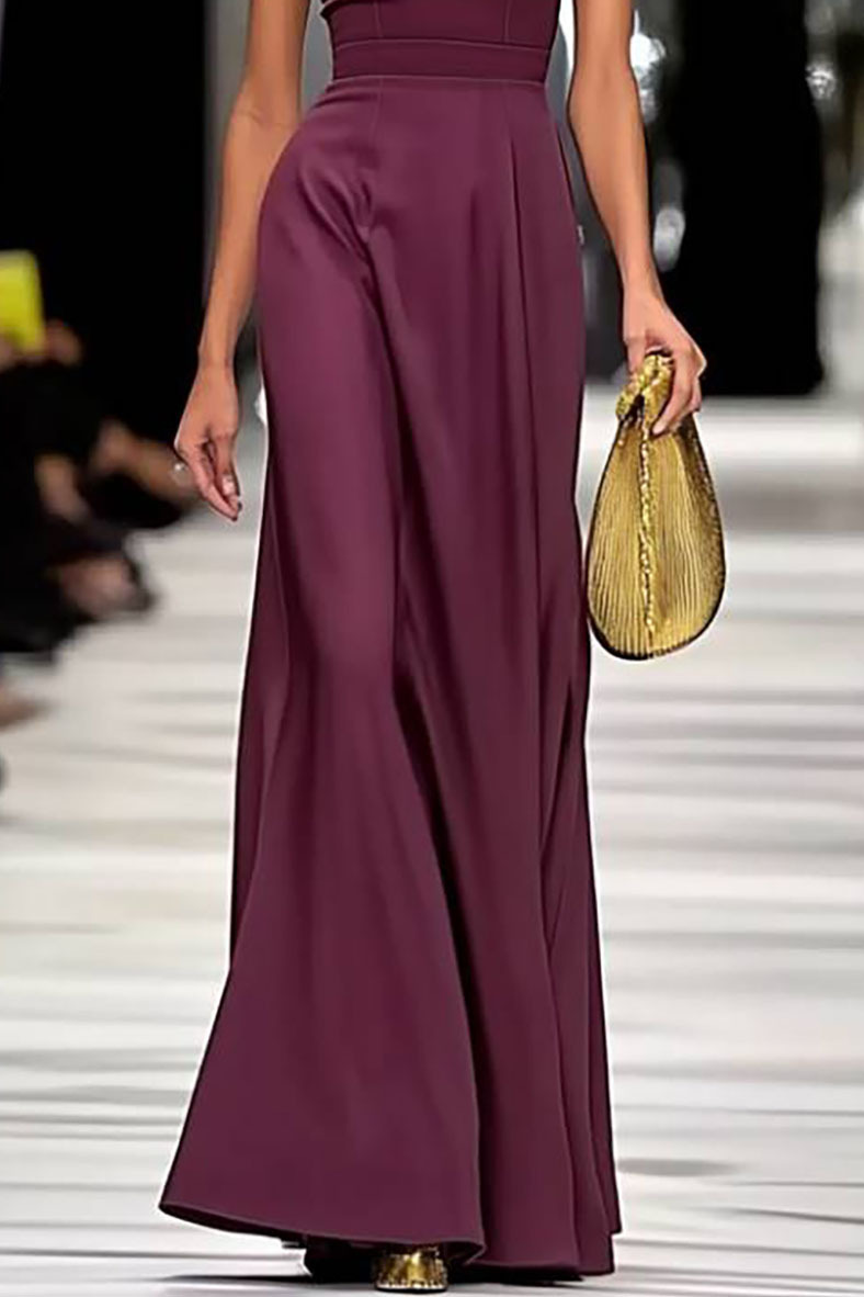 Semi-formal Party Dress Purple Strapless Maxi Dress