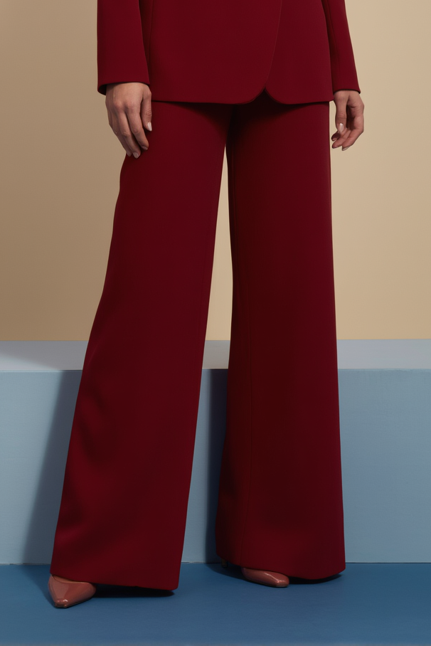 Work Formal Blazer Suit Set Red Lapel Long Sleeve Pantsuit