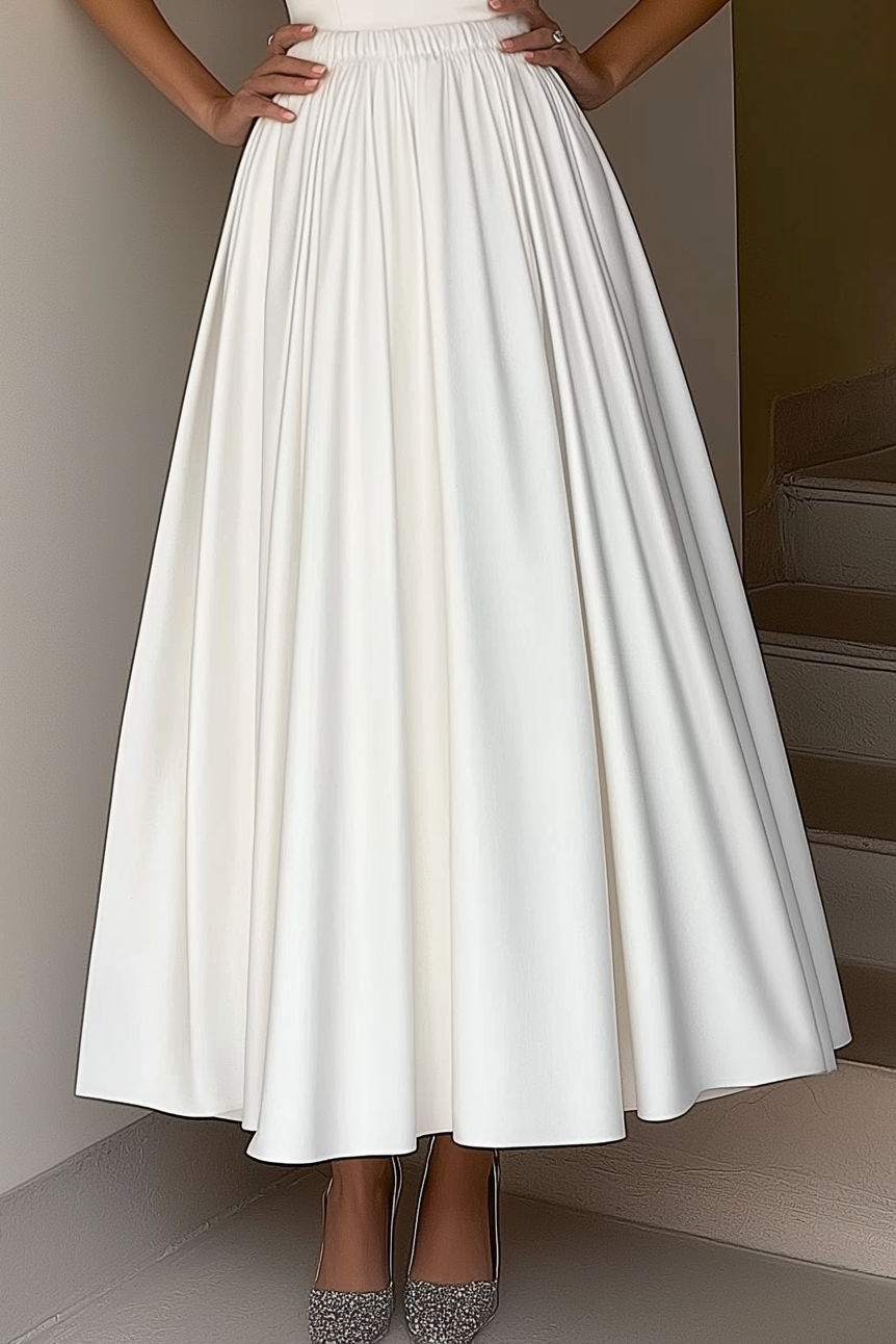 Semi-Formal Party Dress White Cross Neck Sleeveless A-Line Maxi Dress