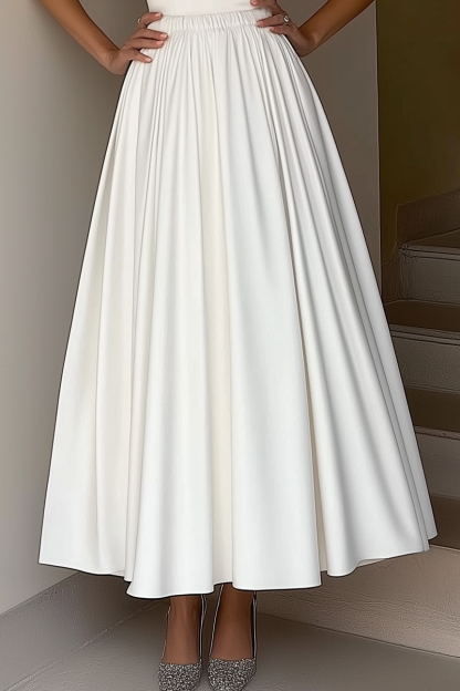 Semi-Formal Party Dress White Cross Neck Sleeveless A-Line Maxi Dress