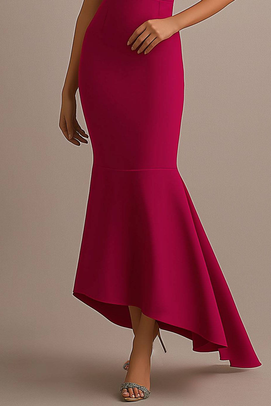 Formal Evening Rose Off Shoulder Mermaid Maxi Dress