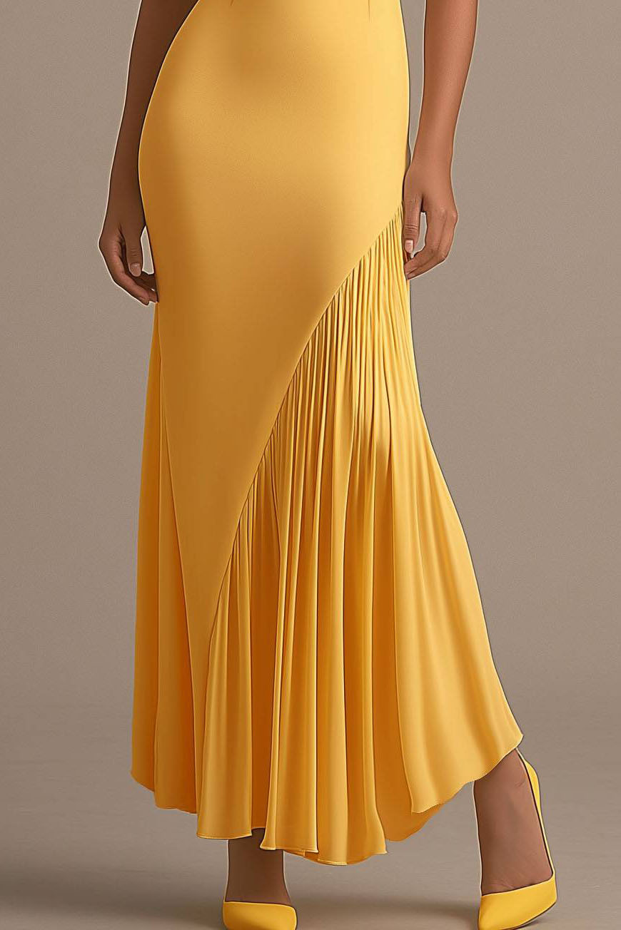 Semi-Formal Party Mustard Yellow Off Shoulder Maxi Dress