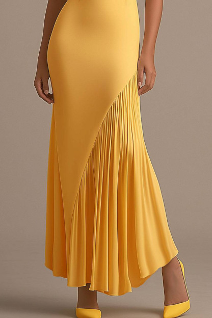 Semi-Formal Party Mustard Yellow Off Shoulder Maxi Dress