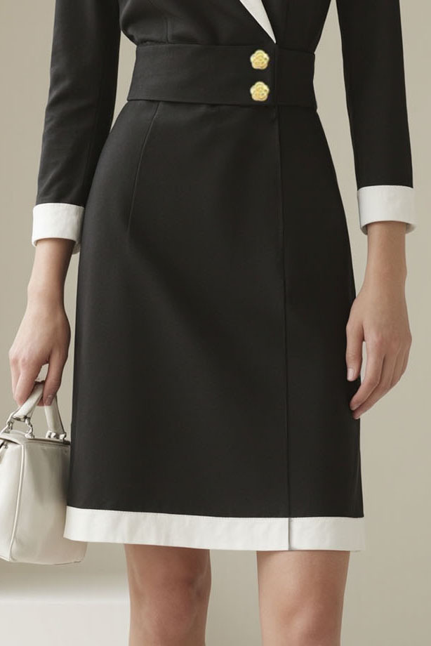 Classic work dress with lapel for business wear