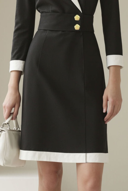 Work Daily Blazer Dress Lapel Long Sleeve Knee-Length Dress