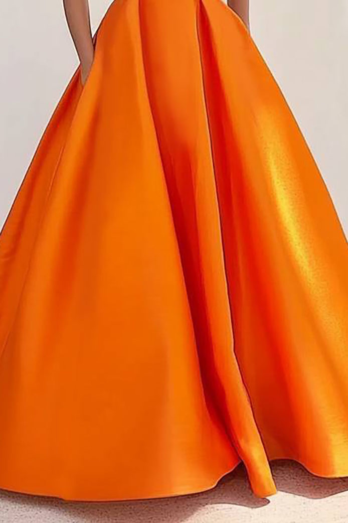 Formal Evening Dress Orange Strapless A-Line Floor-Length Gown