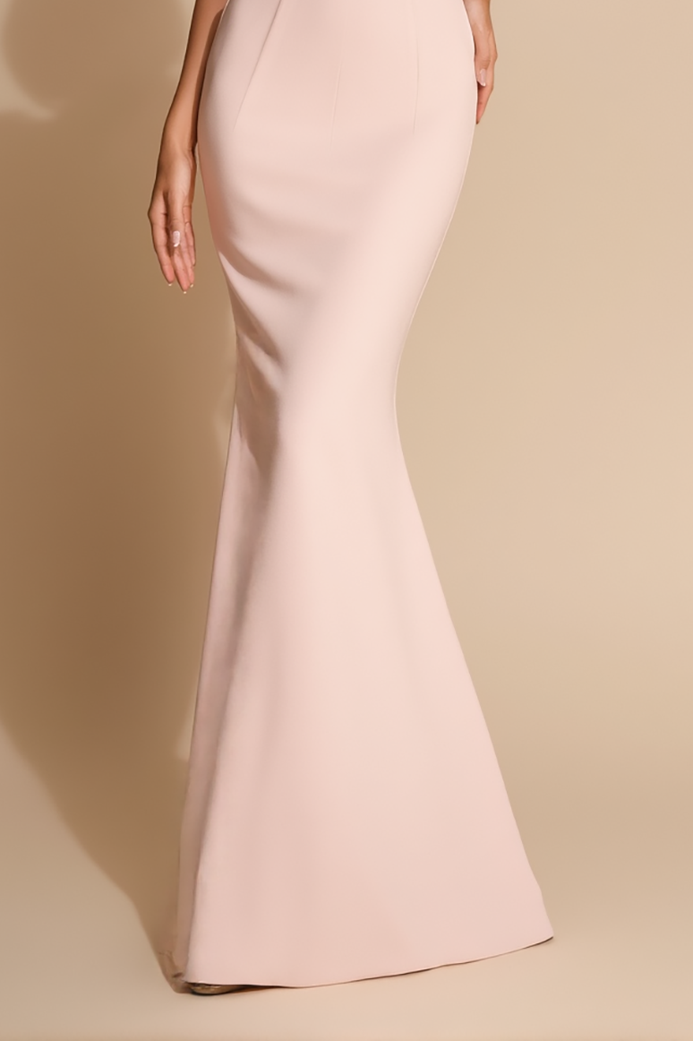 Evening Formal Gown Light Pink Off Shoulder Mermaid Floor-Length Dress