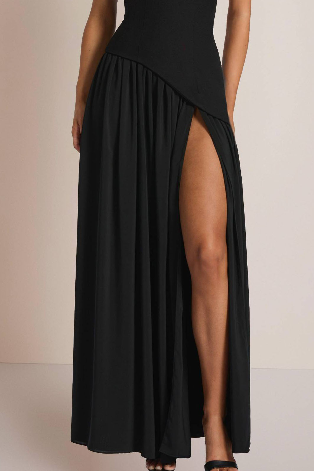 Formal Party Halter Dress Black High Split Maxi Gown